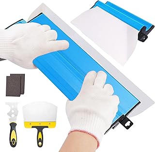 ZUSUZU Spatule Enduit Set,Couteau a Enduire,Grattoir à Cloisons SèChes Professionnel avec Manche en Forme de Z,avec Spatule à Enduit,Outil Multifonctions,2 Éponges de PonçAge,Pour Le PlâTrage de Mur